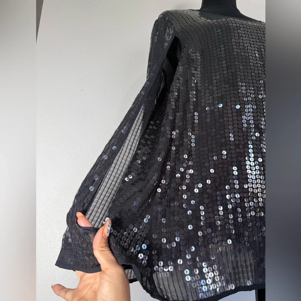 DKNY Black Sequin Women's elegant cape blazer - Picture 4 of 13